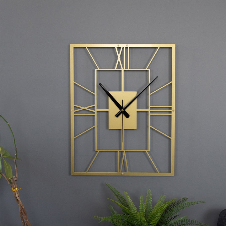 Roman Rectangle Metal Duvar Saati - morimora.com
