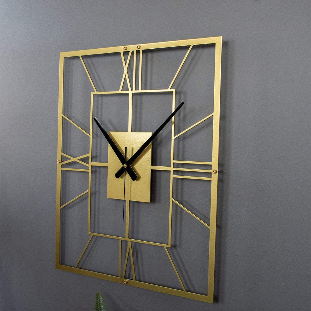 Roman Rectangle Metal Duvar Saati - morimora.com