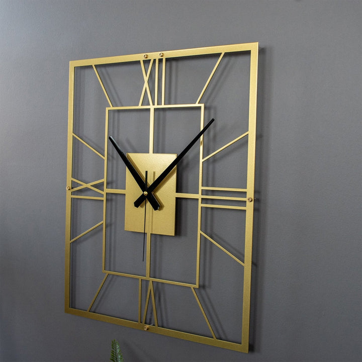 Roman Rectangle Metal Duvar Saati - morimora.com
