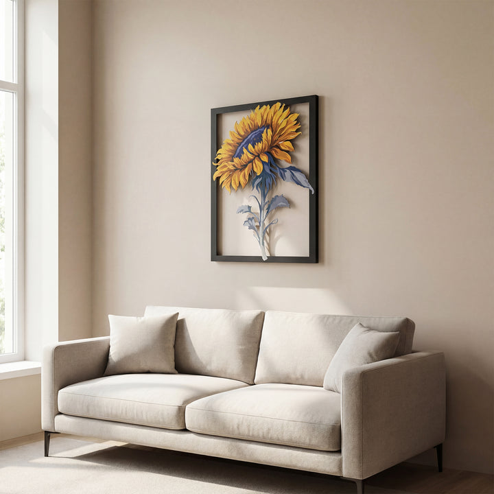 Ayçiçeği Temalı Renkli Metal Duvar Dekoru