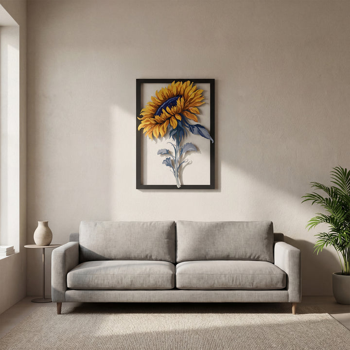 Ayçiçeği Temalı Renkli Metal Duvar Dekoru