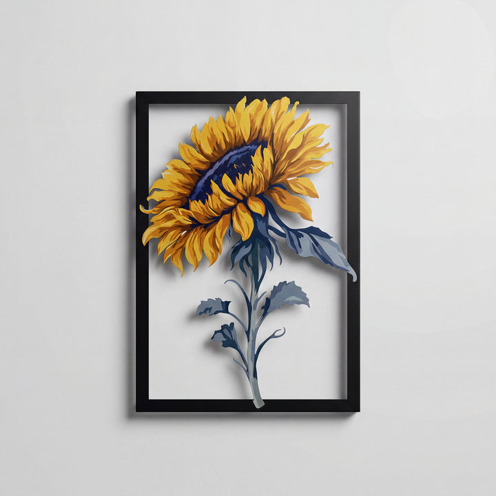 Ayçiçeği Temalı Renkli Metal Duvar Dekoru