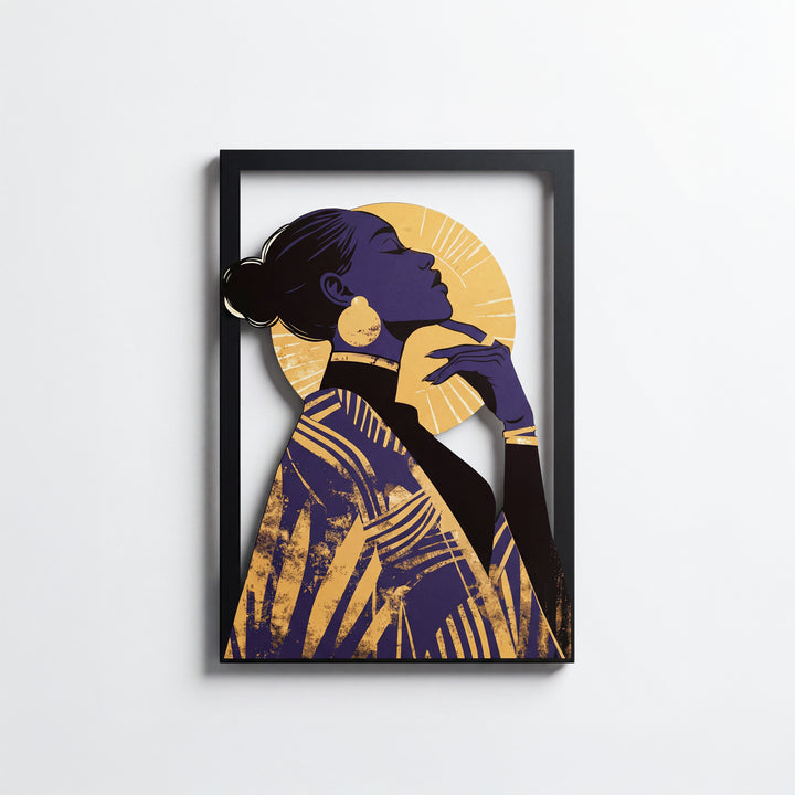 Kadın Silüeti Renkli Metal Tablo